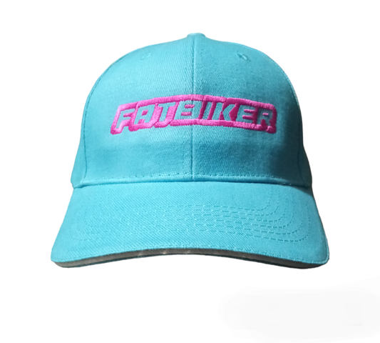 Casquette brodée "Fatbiker" boucle turquoise